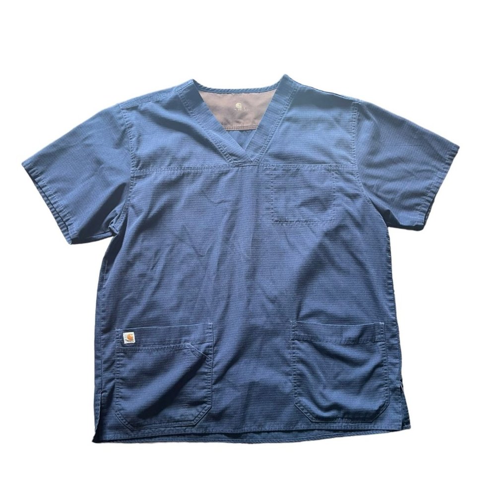Mens Navy Carhartt Scrub Top Large